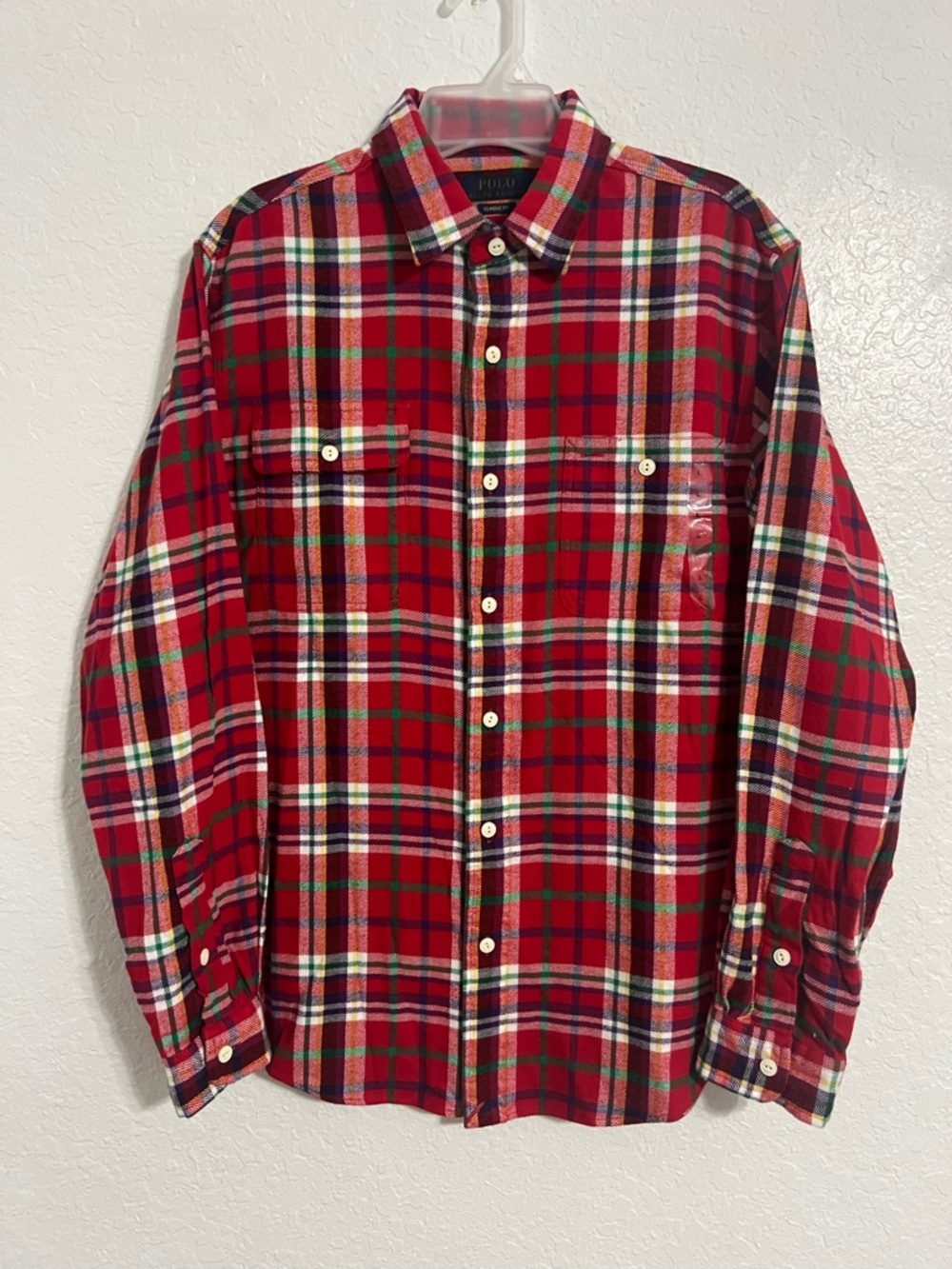 Polo Ralph Lauren Custom Fit Plaid Button Down Shirt L/G Red  Flannel Preppy #63